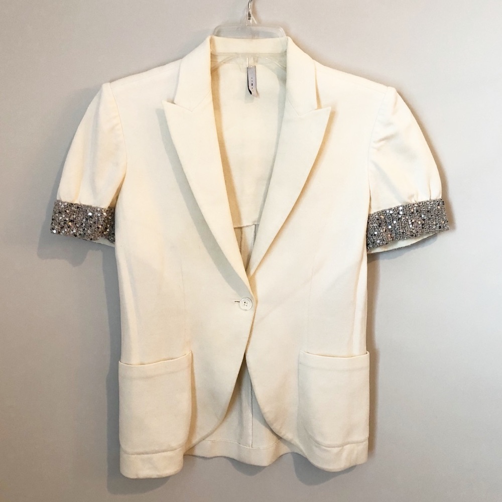 Iisli New York White & Sequin Cuff Blazer